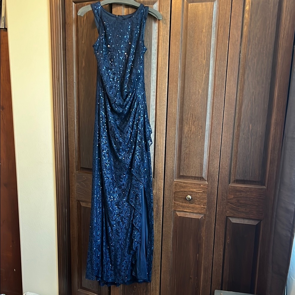 Alex Evenings Midnight Blue Sequin Maxi Dress